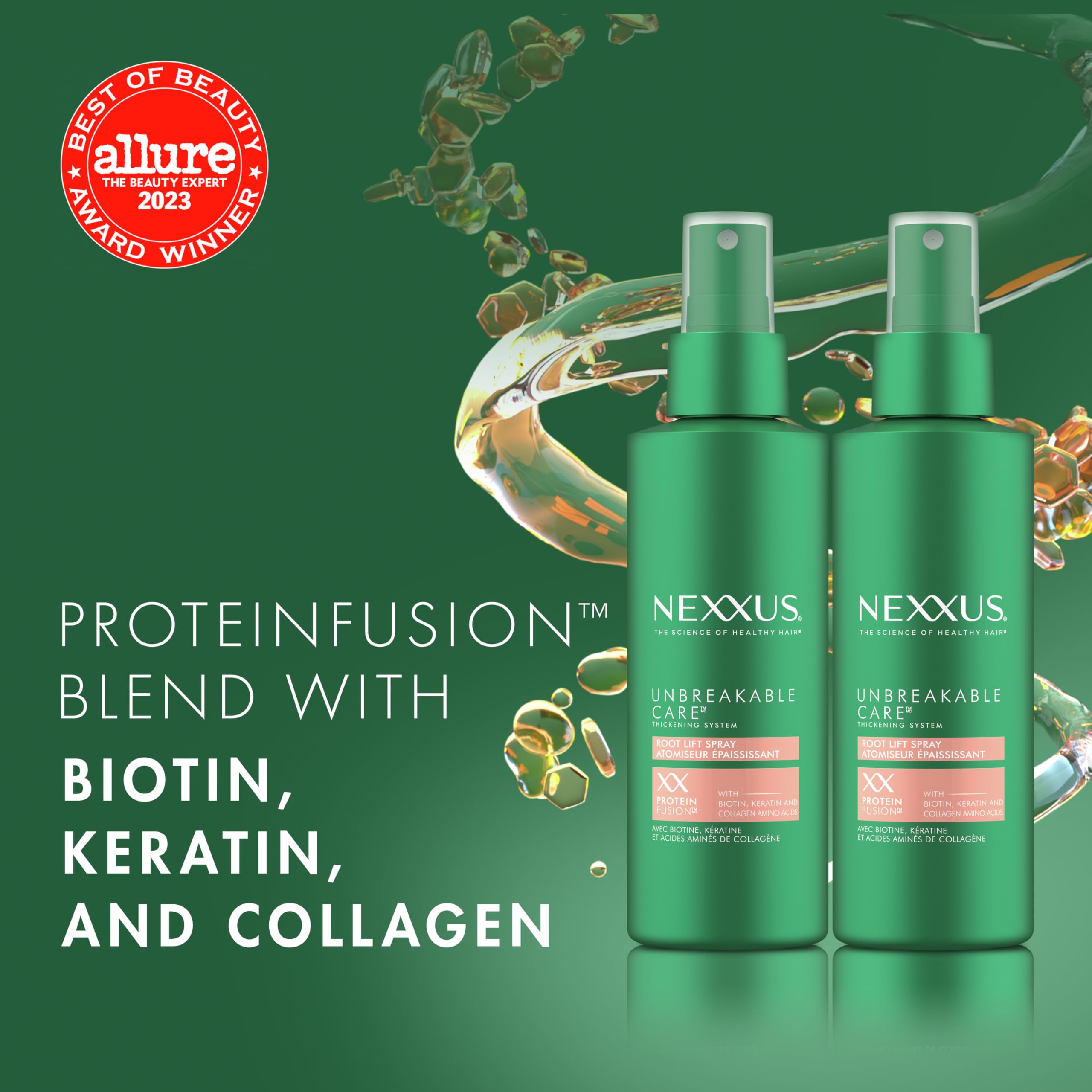 Nexxus cabello con volumen visible y cuerpo natural
