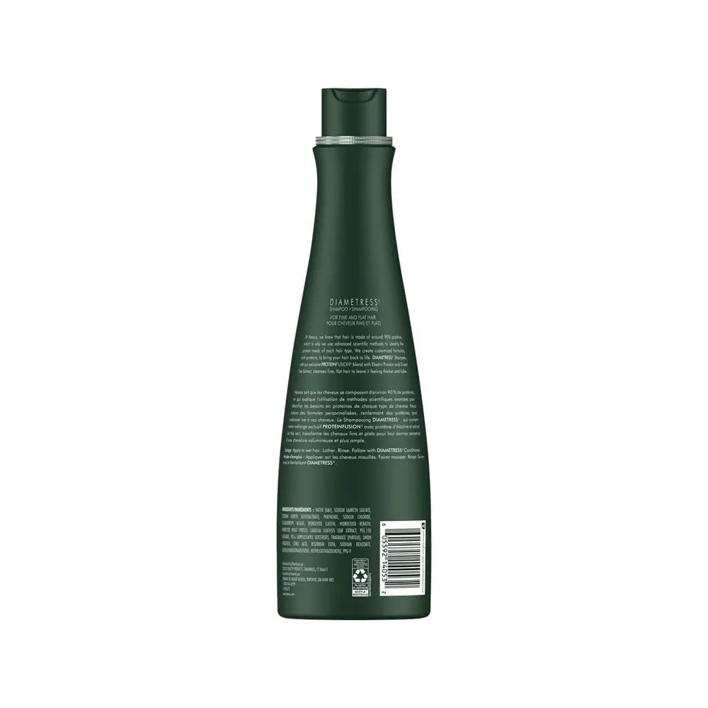 Nexxus Diamtress Shampoo, cabello con volumen visible y movimiento natural.