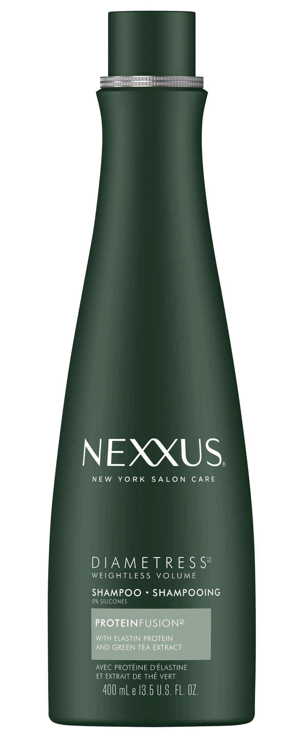 Nexxus Diamtress Shampoo, botella enfocada en volumen para cabello fino.