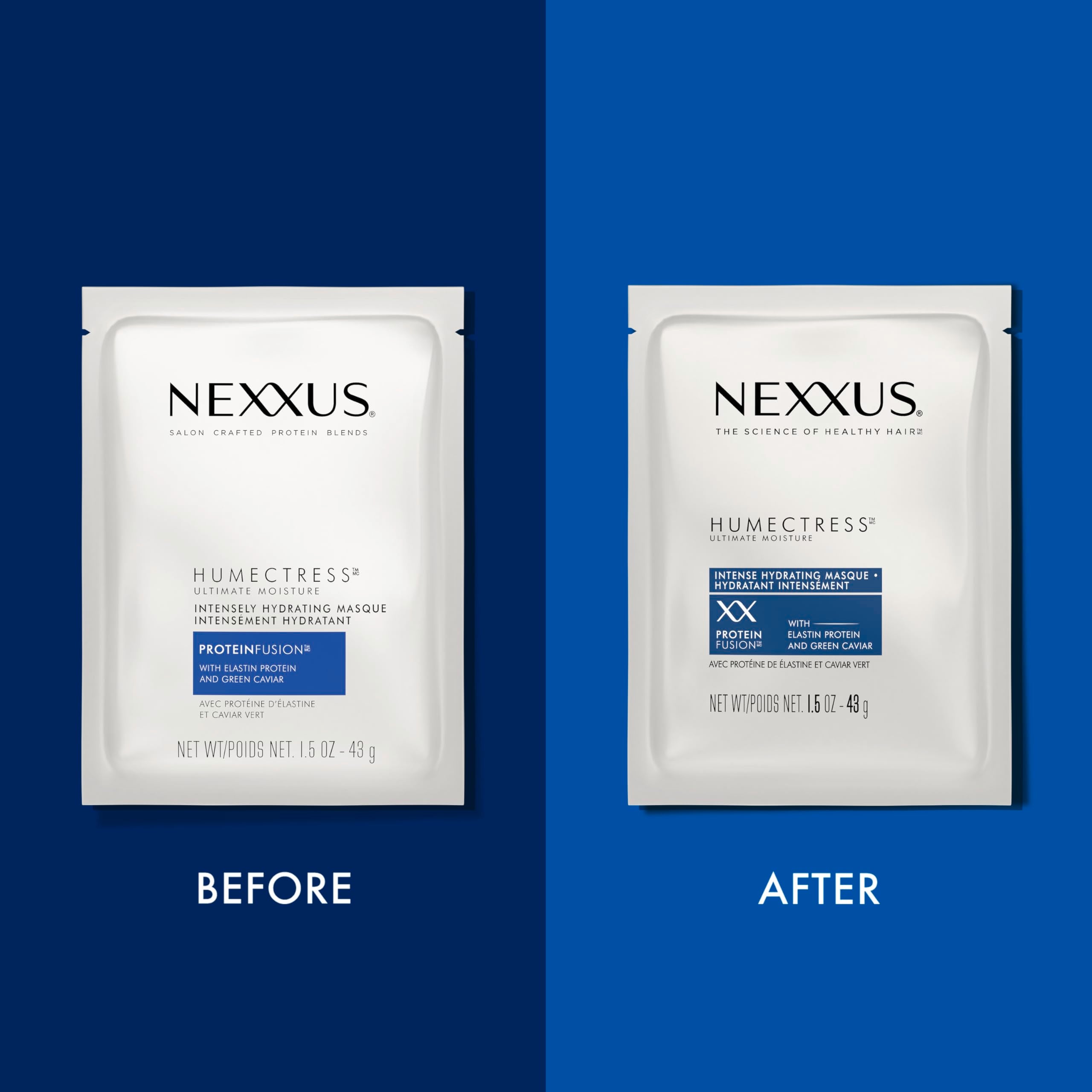 Nexxus Humectress hair-shine-reflection captures glossy hair under light.