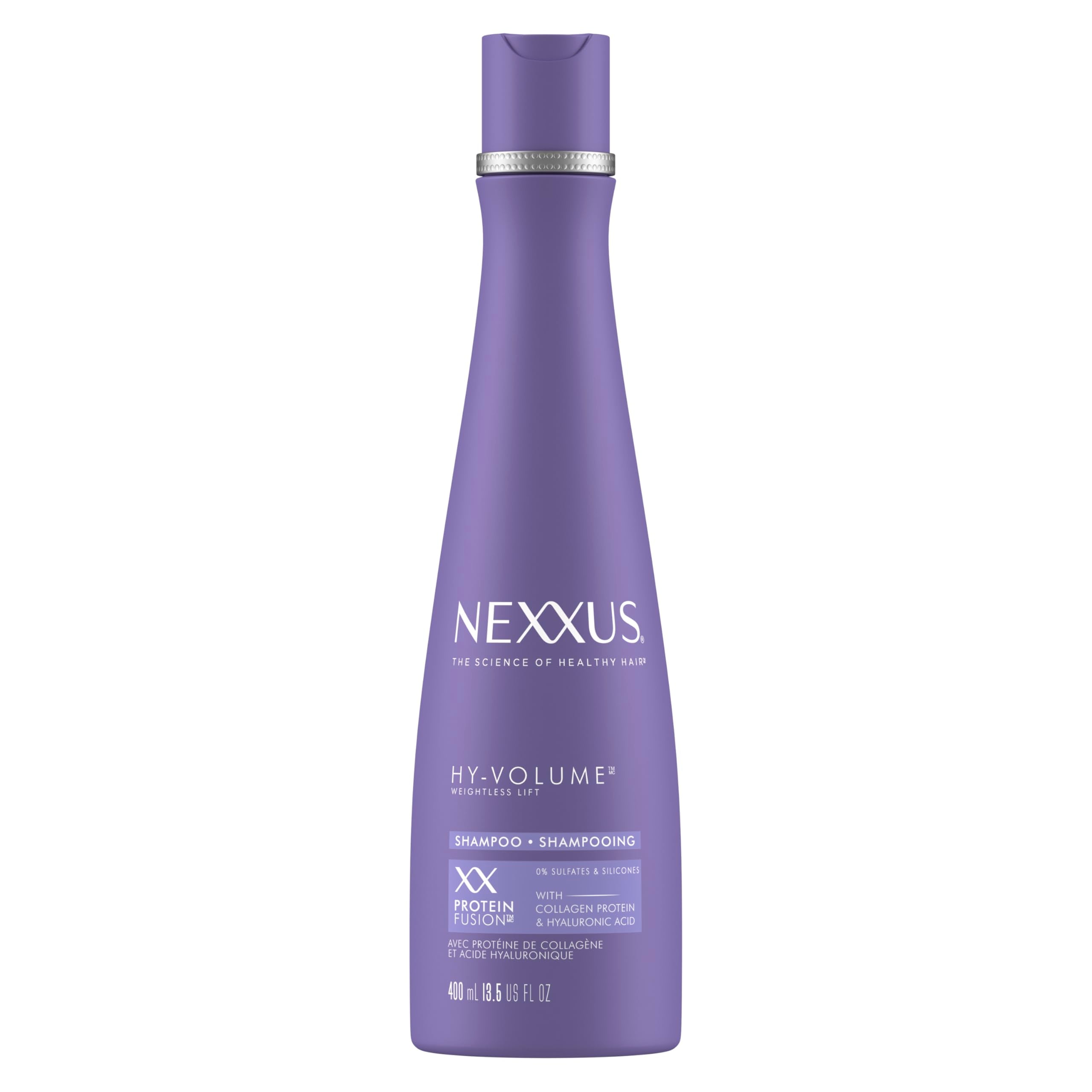 Nexxus HY-VOLUME Champú, botella vertiendo, para volumen ligero desde la raíz.