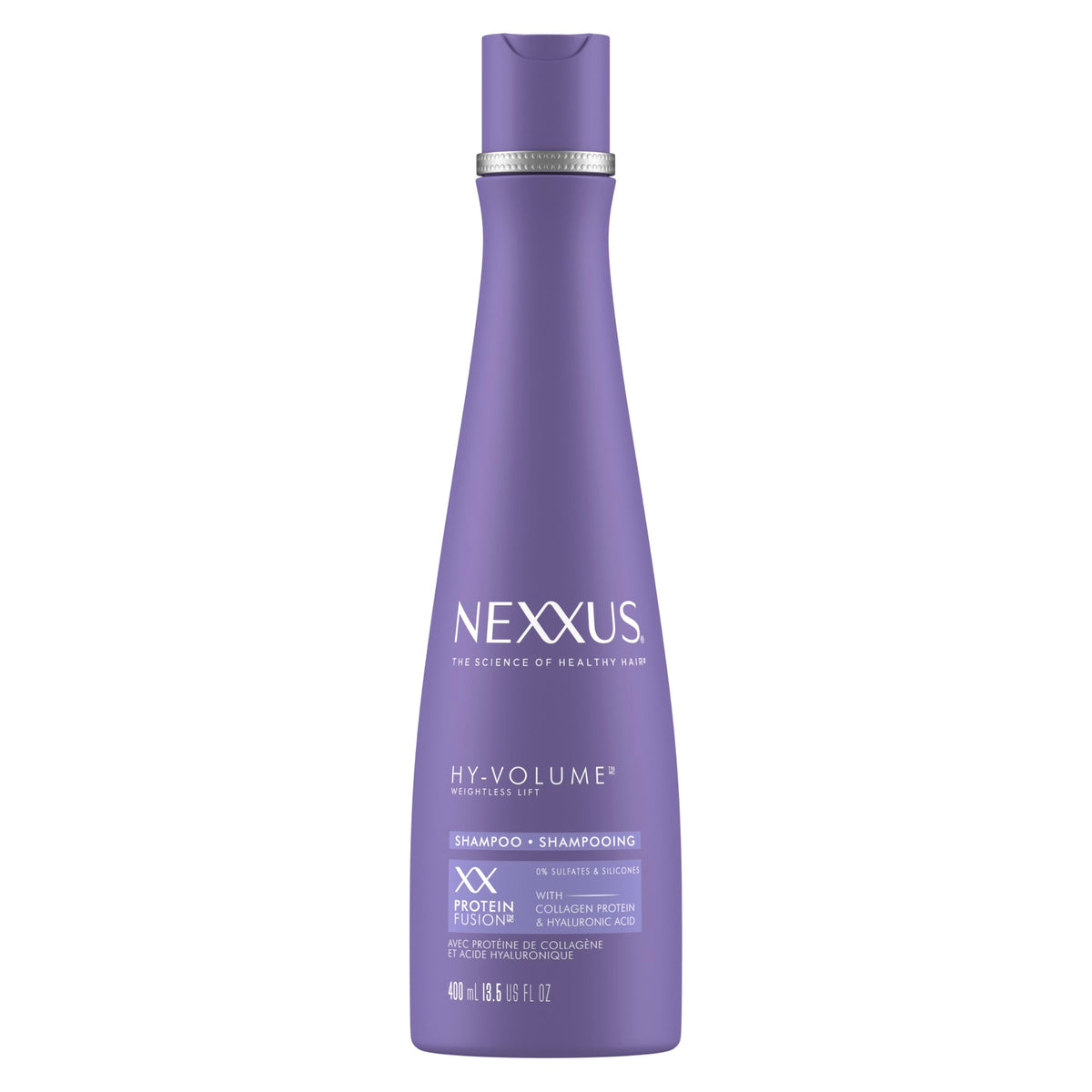 Nexxus HY-VOLUME Champú, botella vertiendo, para volumen ligero desde la raíz.