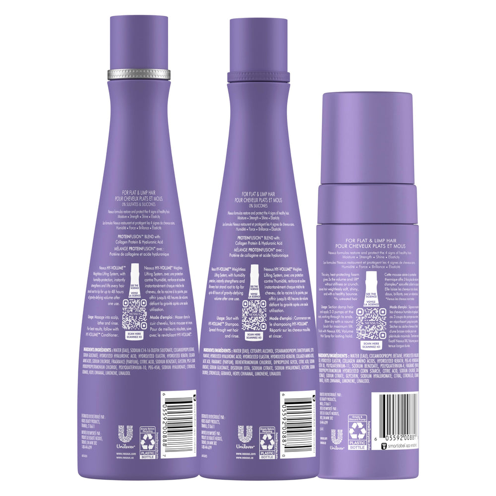 Nexxus HY-VOLUME conditioner tube delivering shine and smooth manageability