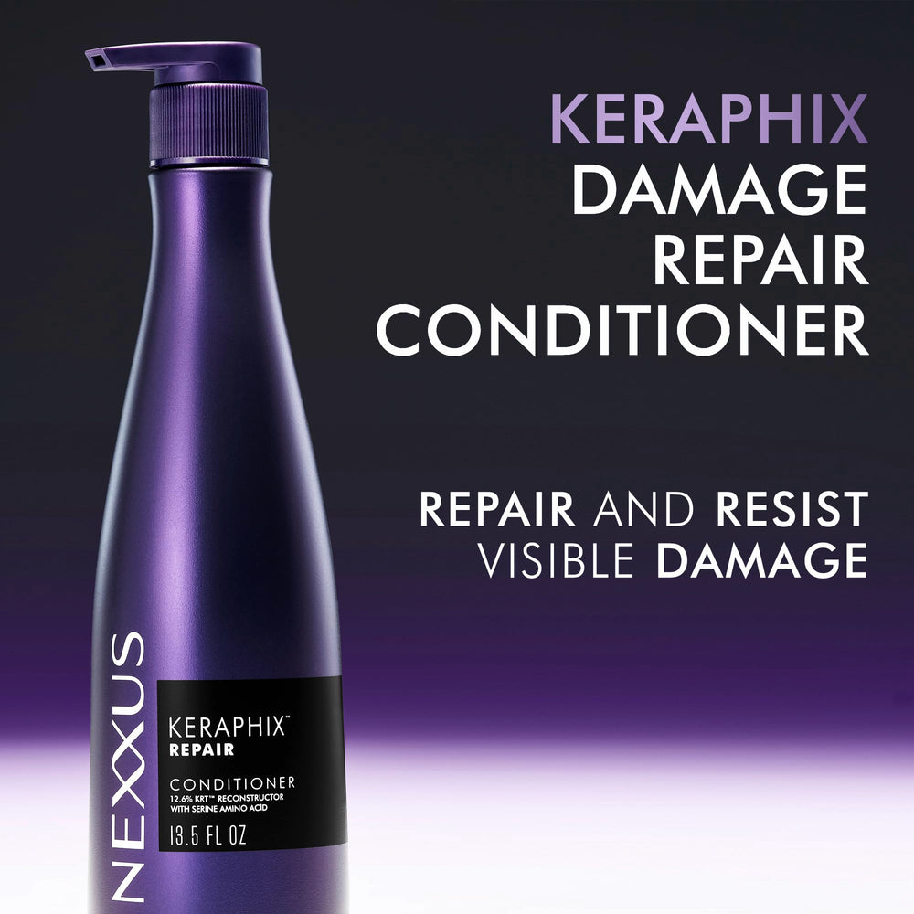 Nexxus Keraphix cabello brillante y suave tras el enjuague.