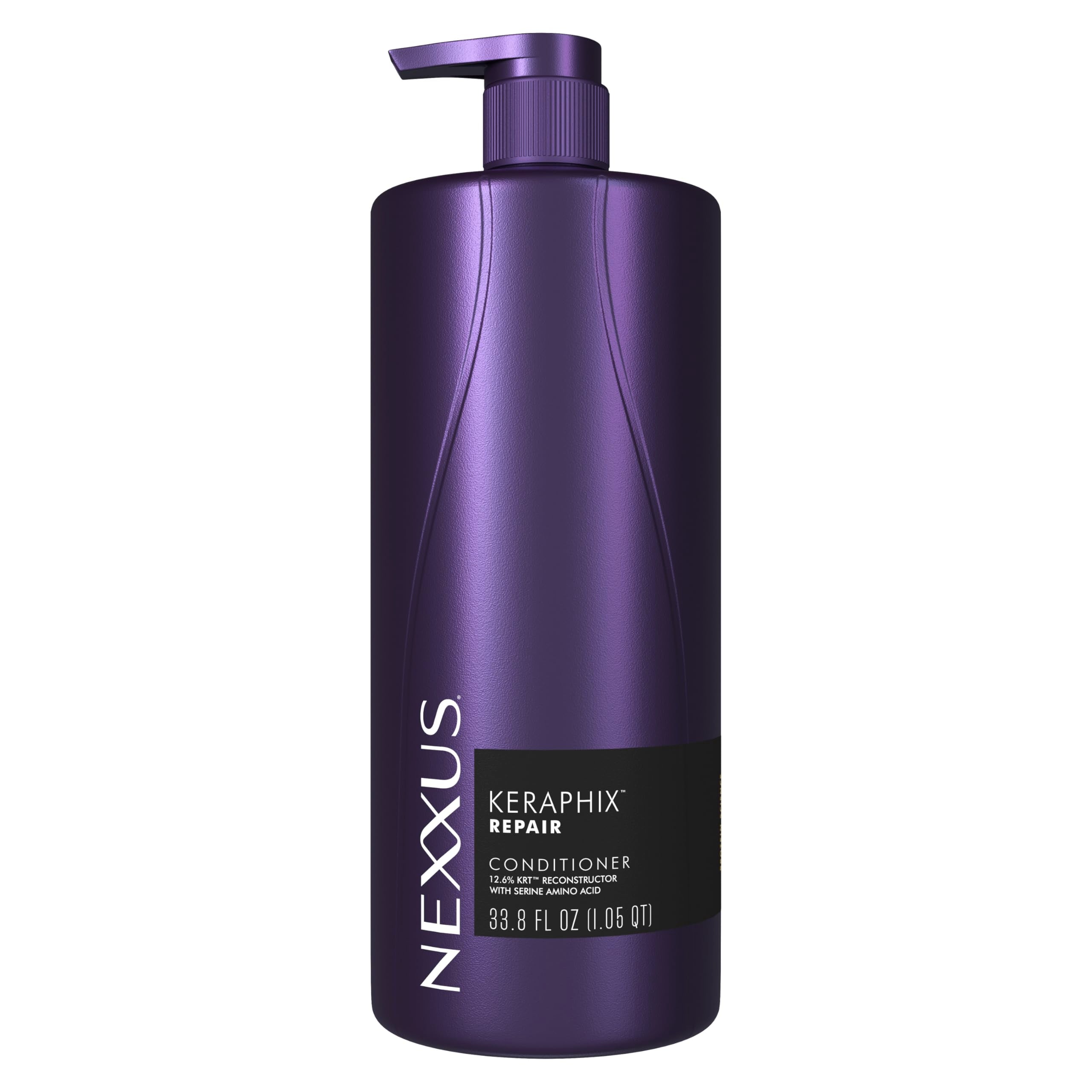 Nexxus Keraphix conditioner bottle front highlights damage repair benefits for hair