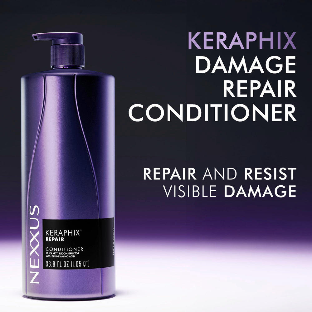 Nexxus Keraphix conditioner pump dispense demonstrates easy, even application