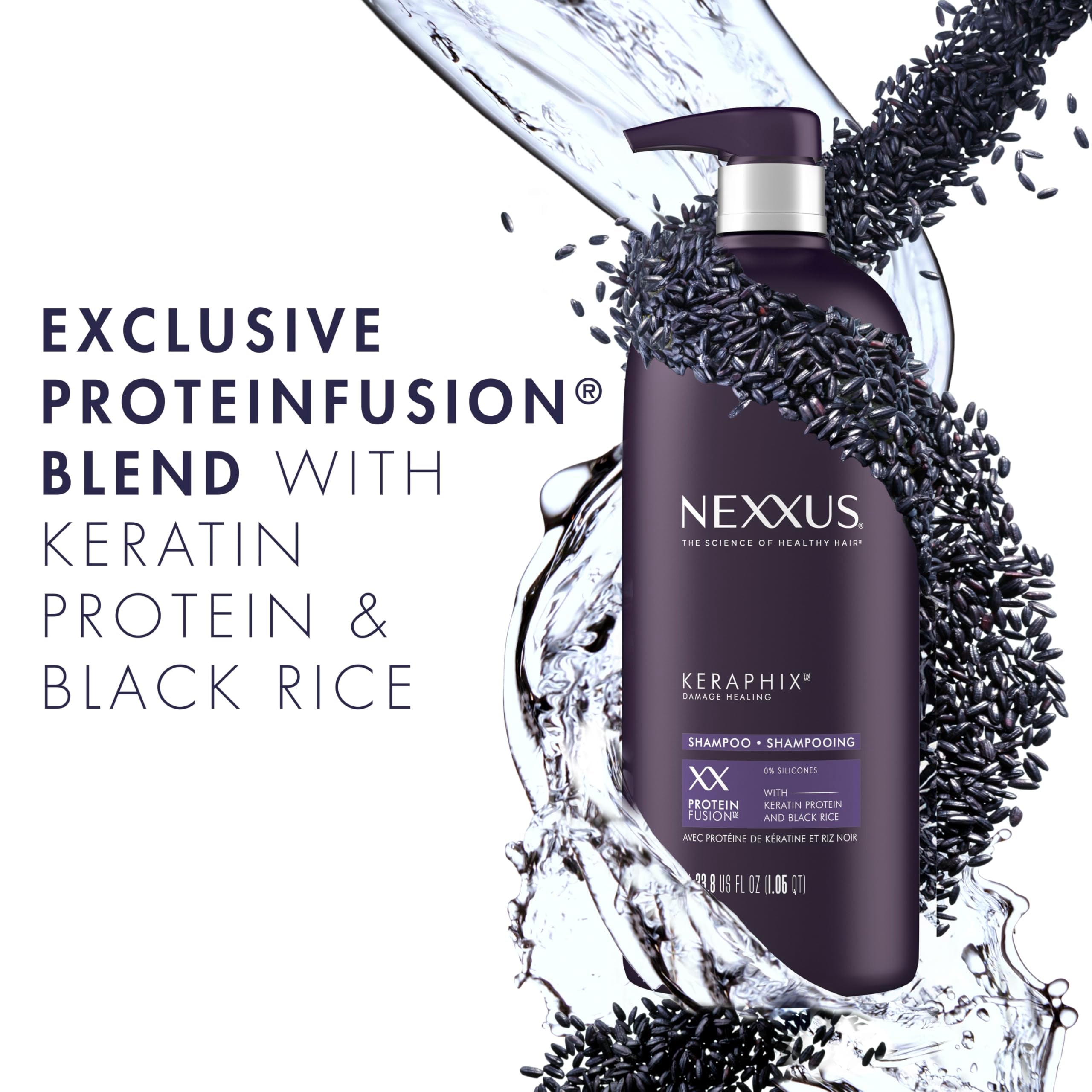 Close-up of Keratin Protein and Black Rice ingredients in Keraphix