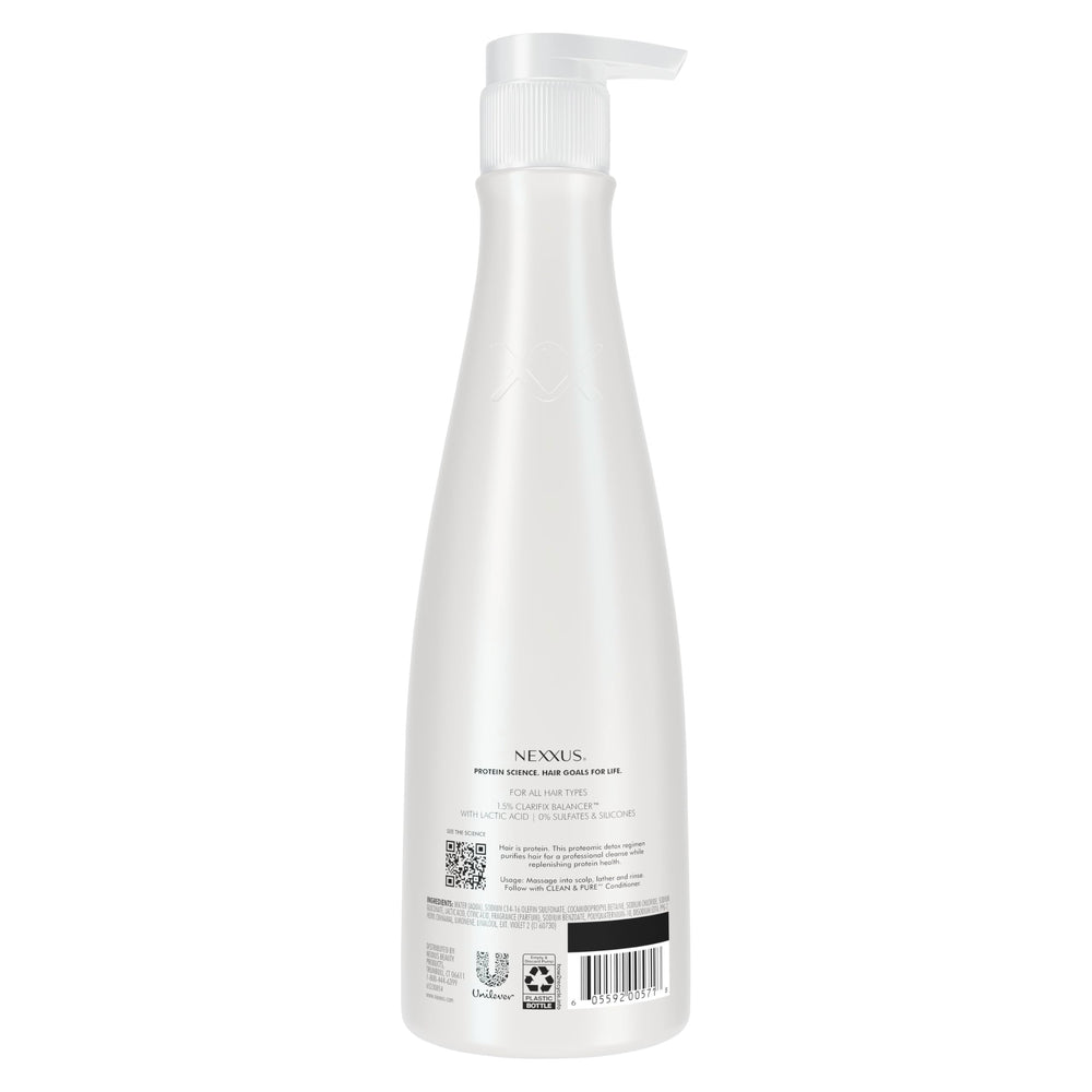 Nexxus Limpio y Puro champú fusion proteica muestra la mezcla para cabello suave
