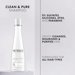Nexxus Limpio y Puro champú sin siliconas ni parabenos envase claro