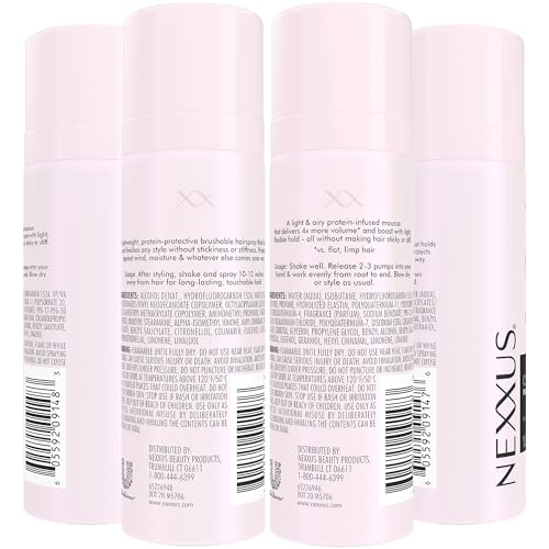 Nexxus mousse volumen medio: aporta cuerpo sin residuo.