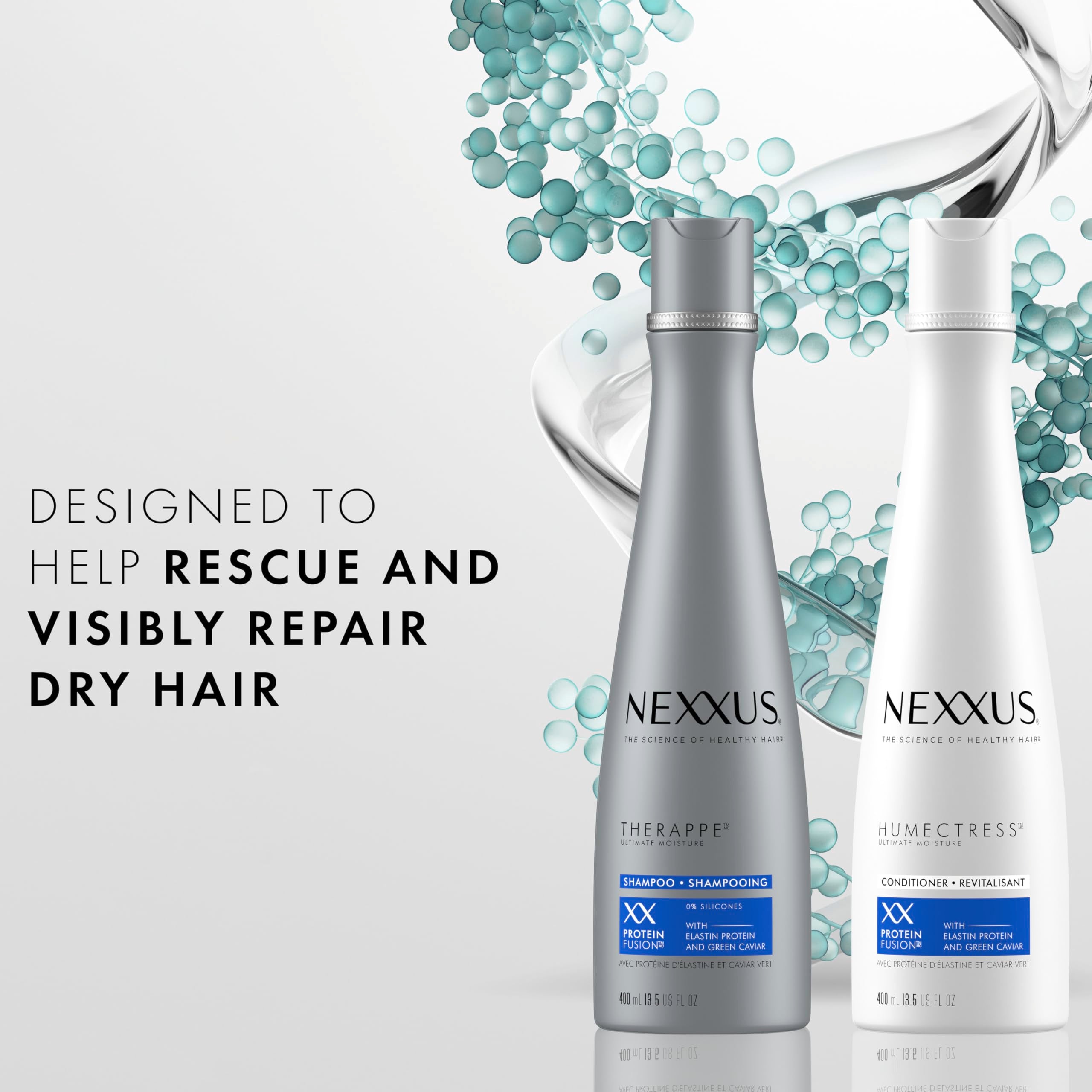 Nexxus PROTEINFUSION blend close-up with green caviar and elastin proteins