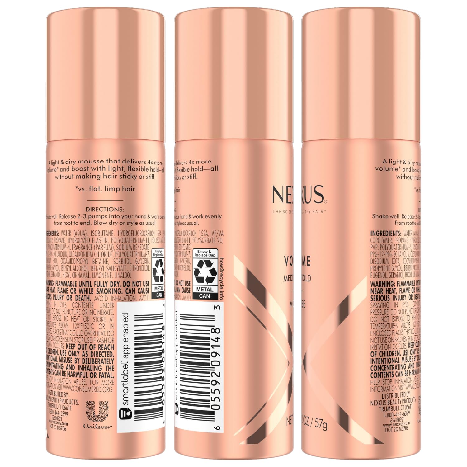 Nexxus Travel Mousse aplicación espuma volumen, añade cuerpo sin pegar
