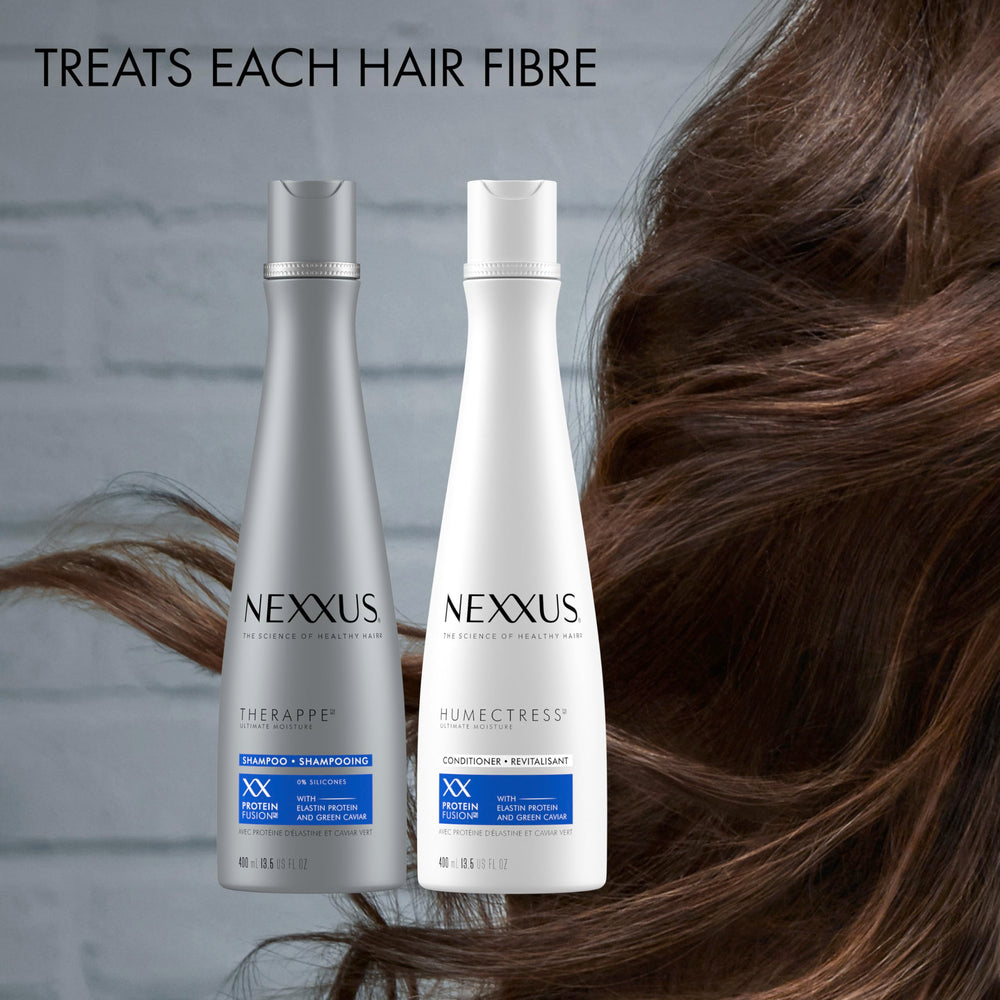 Nexxus Ultimate Moisture system packaging representing the full care routine