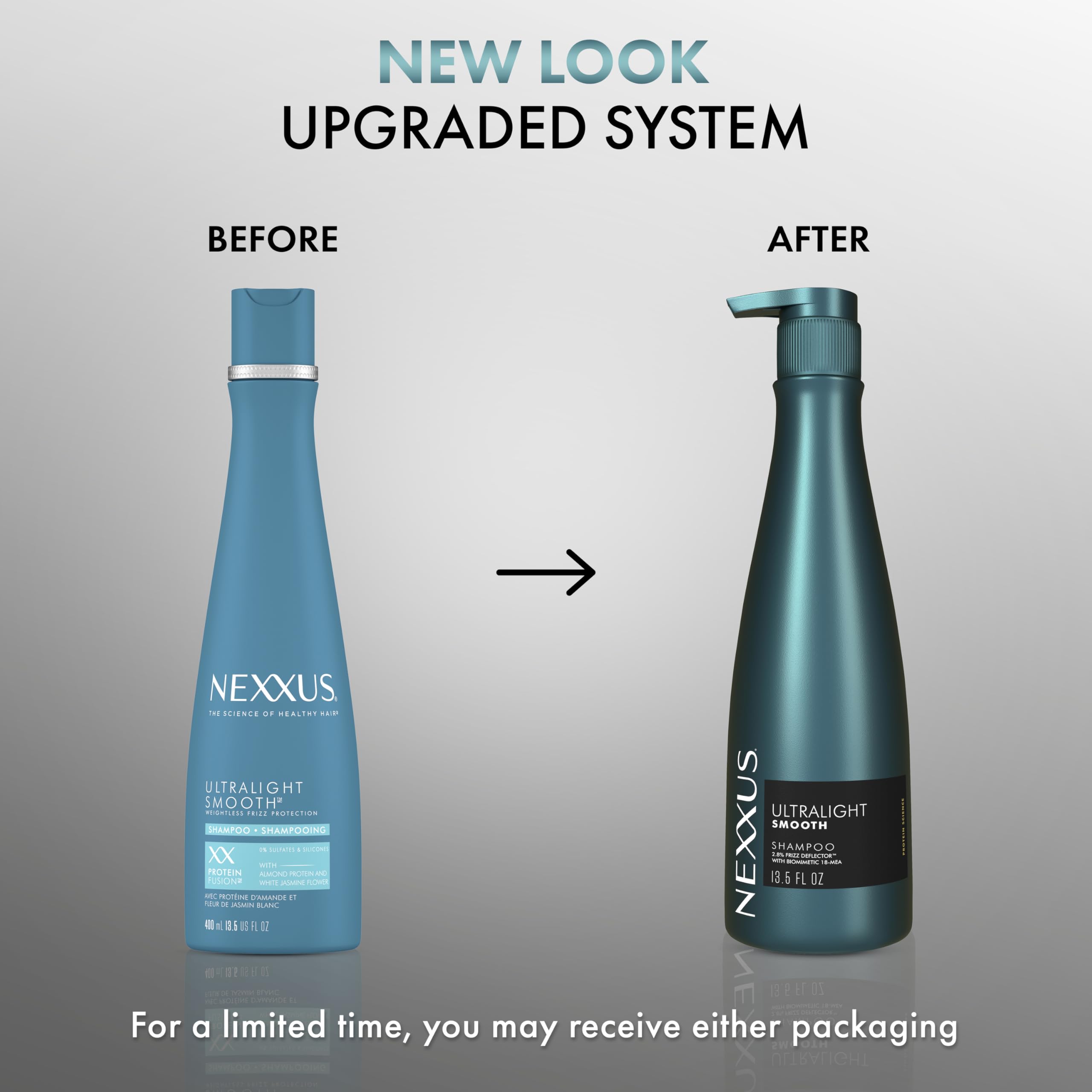 Nexxus Ultralight Smooth Shampoo, aplicación en la mano, facilita lavado suave.