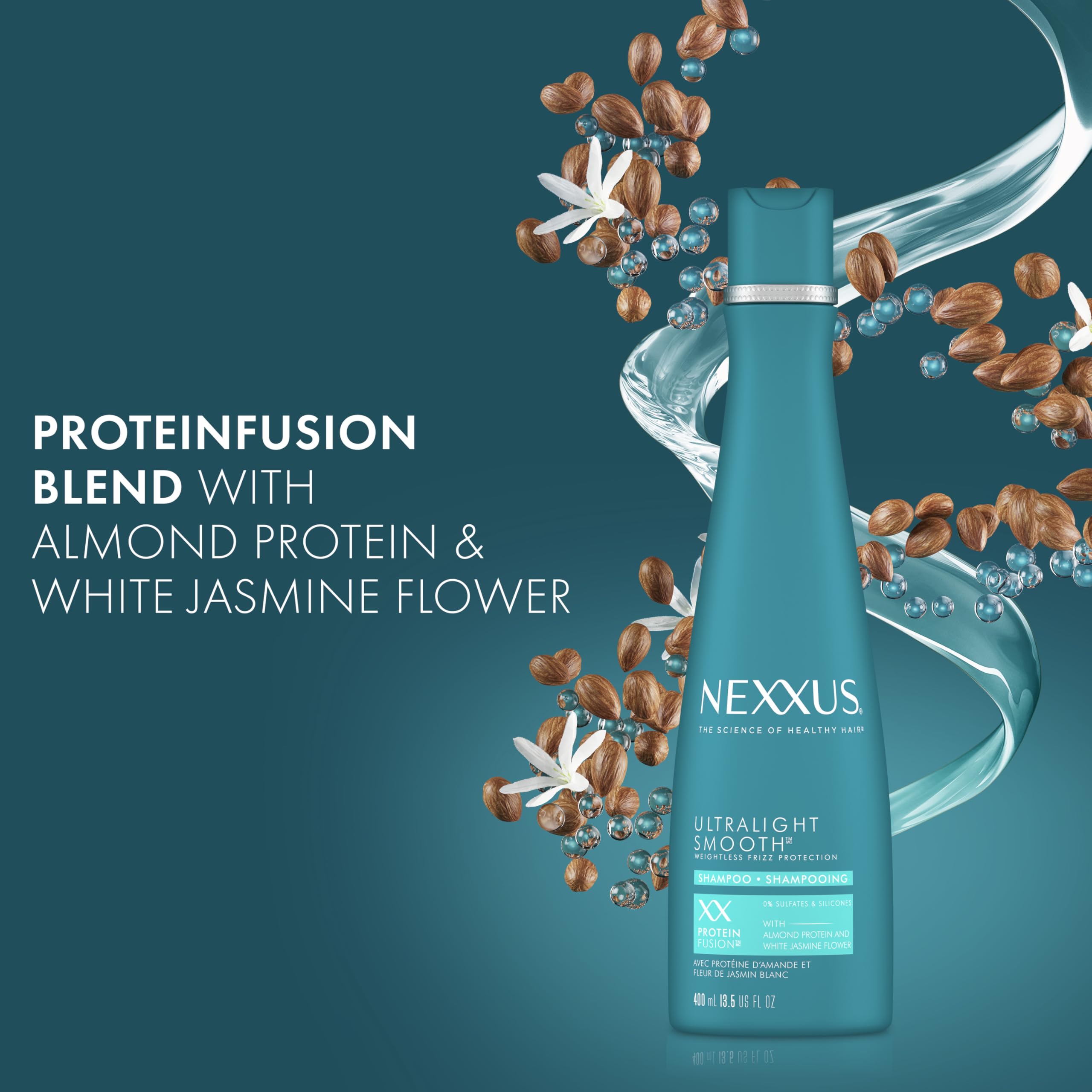 Nexxus Ultralight Smooth System, sistema ligero, incluye acondicionador para suavidad duradera.