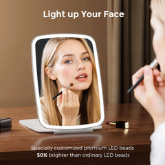 NEZZOE mirror close-up showing 68 LEDs for even lighting