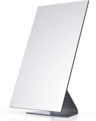 NEZZOE rectangular frameless mirror with tilt for precise makeup application.