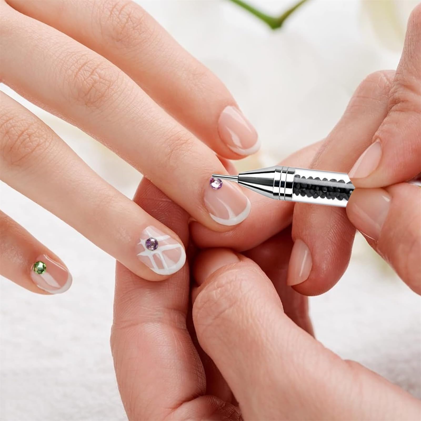 NFRBTD rhinestones-on-nails showcase a finished design