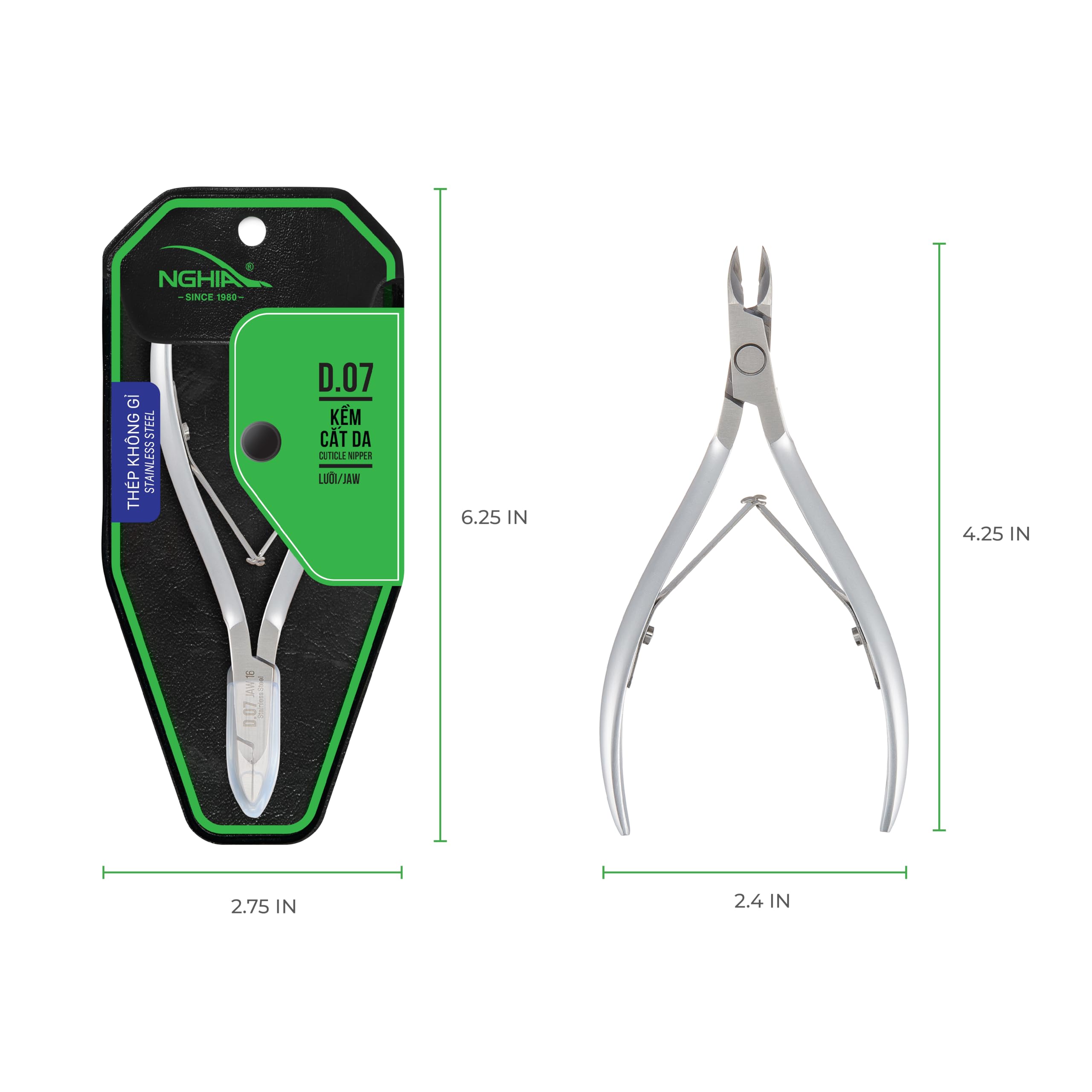 NGHIA cuticle nipper D-07 Jaw 14 double spring mechanism for smooth action