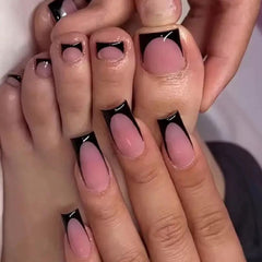 NHIXK uñas de pie con punta francesa cuadradas para durabilidad y estilo