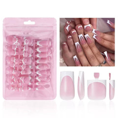 NHIXK 60-piece white French tip press-on nails for a quick manicure.