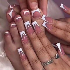 NHIXK medium square press-on nails made from ABS acrylic for durable wear.