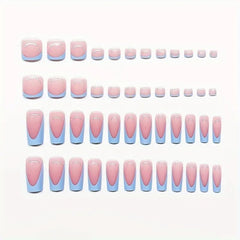 NHIXK uñas de pies frances azul, corte corto para verano.