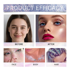 NHIYQF versatile glitter for face, body, eyes, hair, and lips.