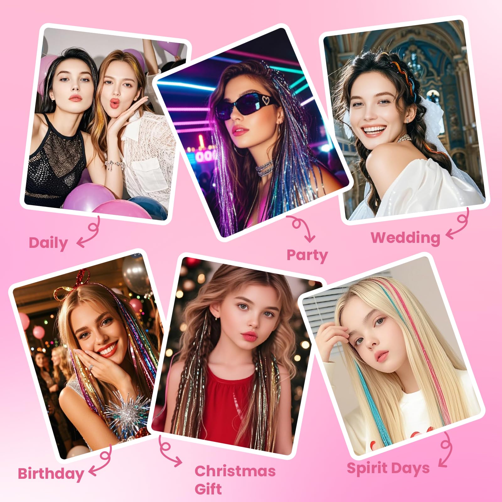NIACONN holiday shimmer adds party-ready flair to hairstyles.