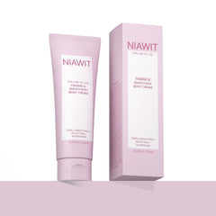 NIAWIT Firming Smoothing bottle closeup shows quick absorption for daily use.