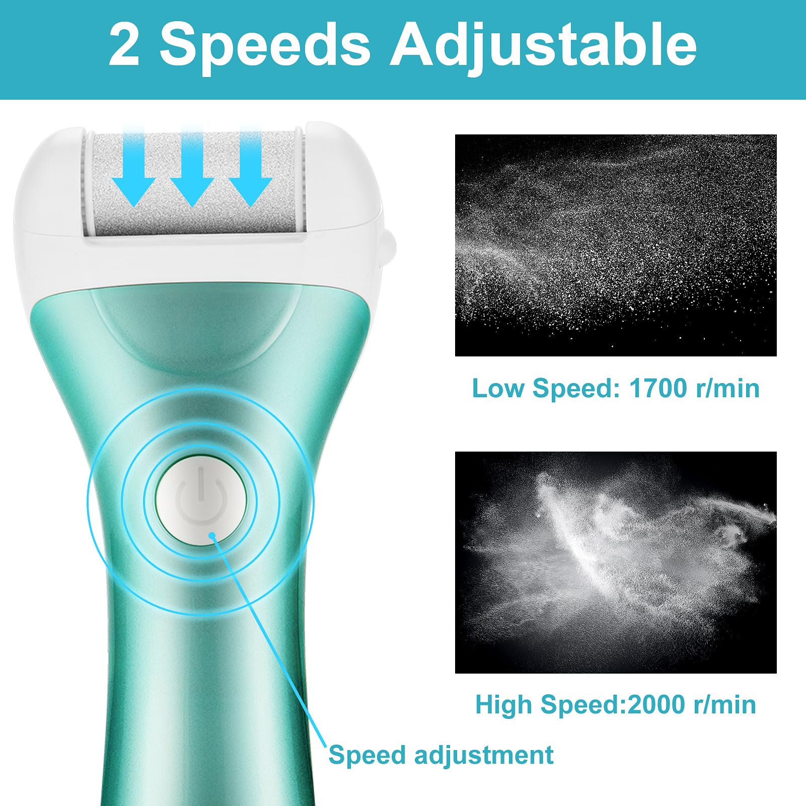 NiceBirdie foot file with two speeds for delicate and stubborn calluses.