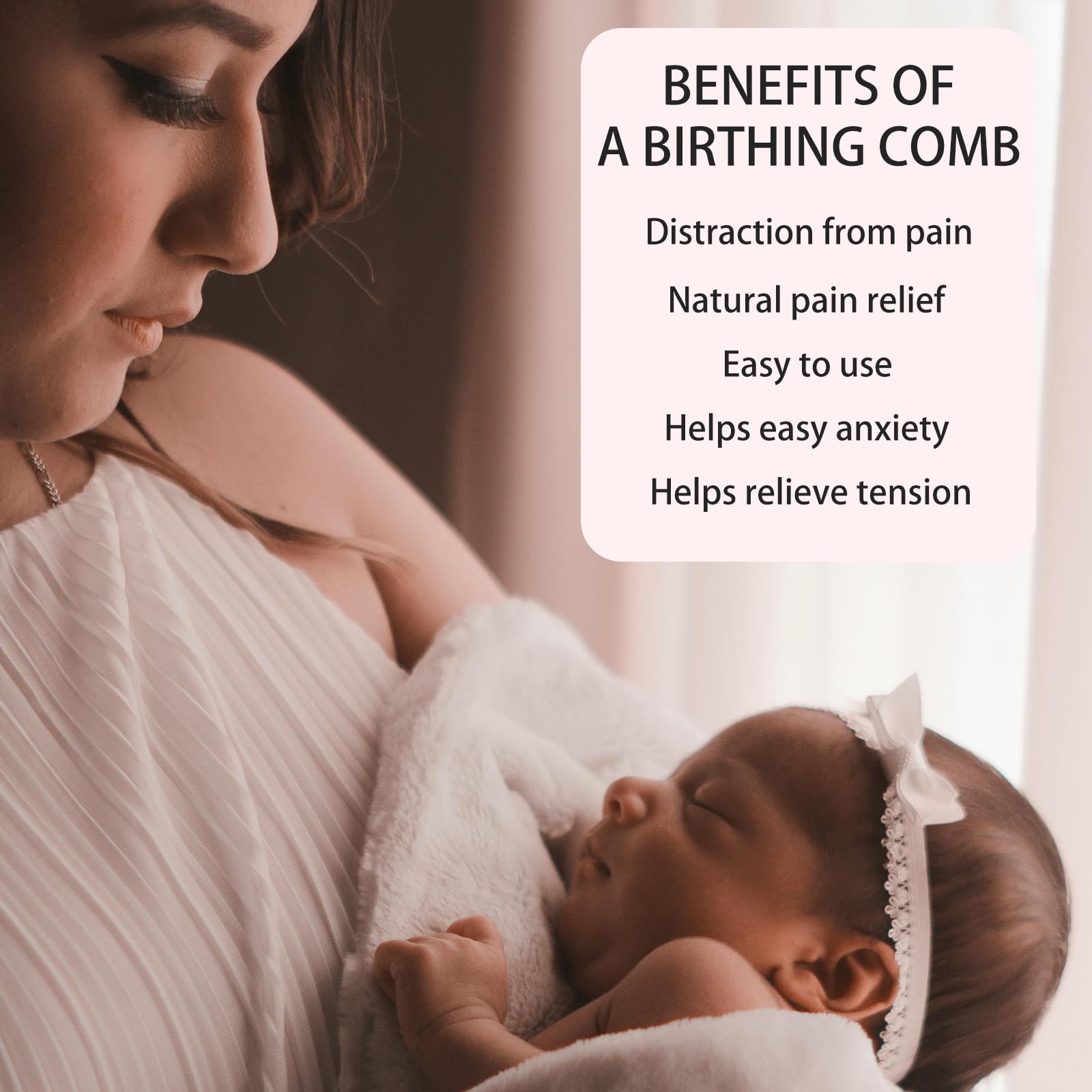 NICECRAFT labor comb features pain-relief design for distraction during contractions.