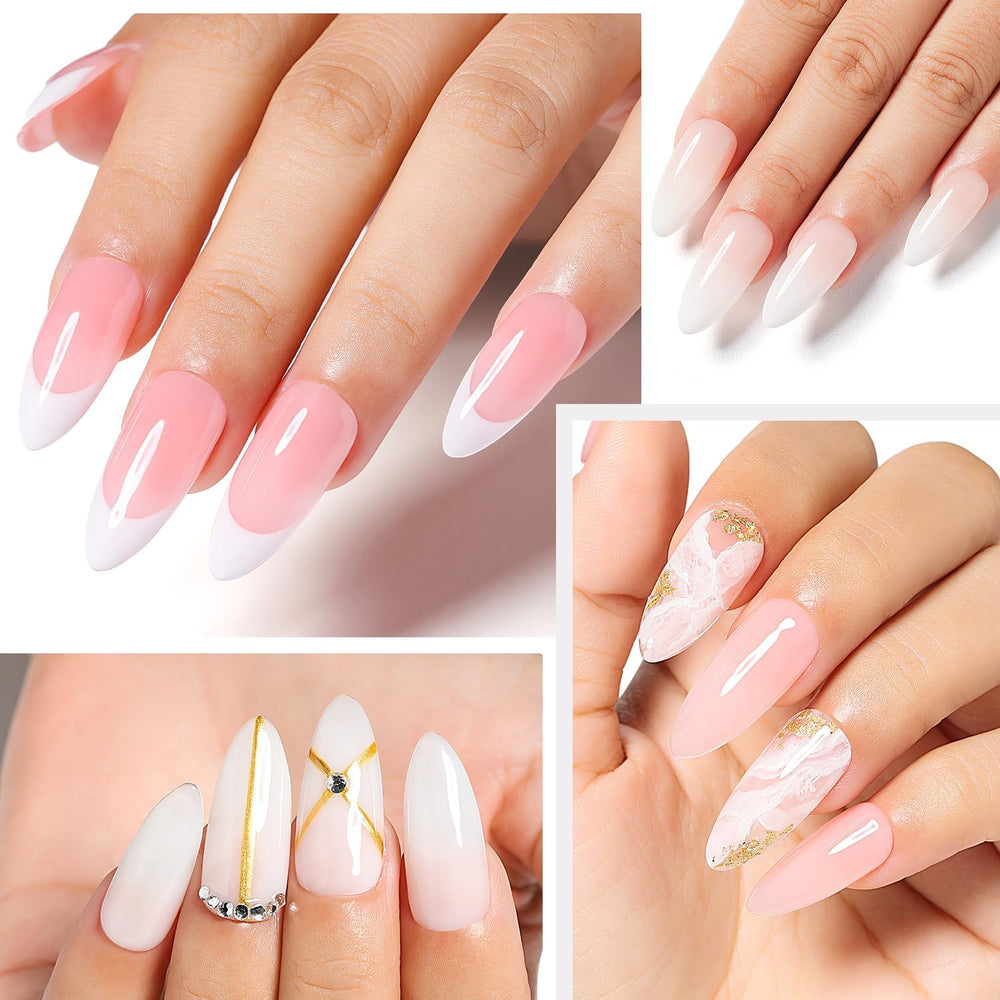 Nicedeco gel duo compatible with natural, acrylic, or builder nails.