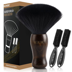 NICEMOVIC 3 in 1 barber neck duster brush set in brown and black for post-trim cleanup