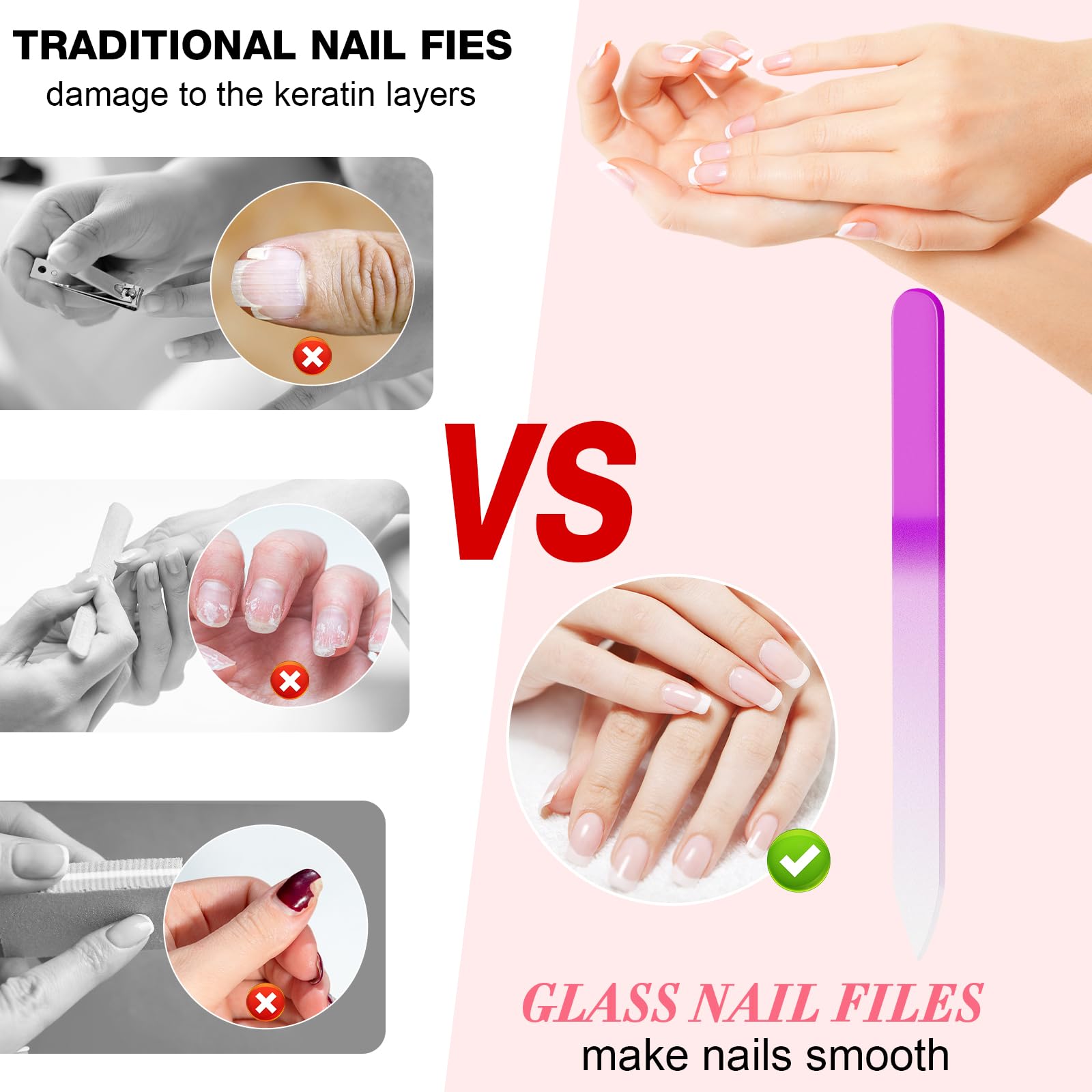 NICEMOVIC easy-clean glass nail file remains hygienic after each use.