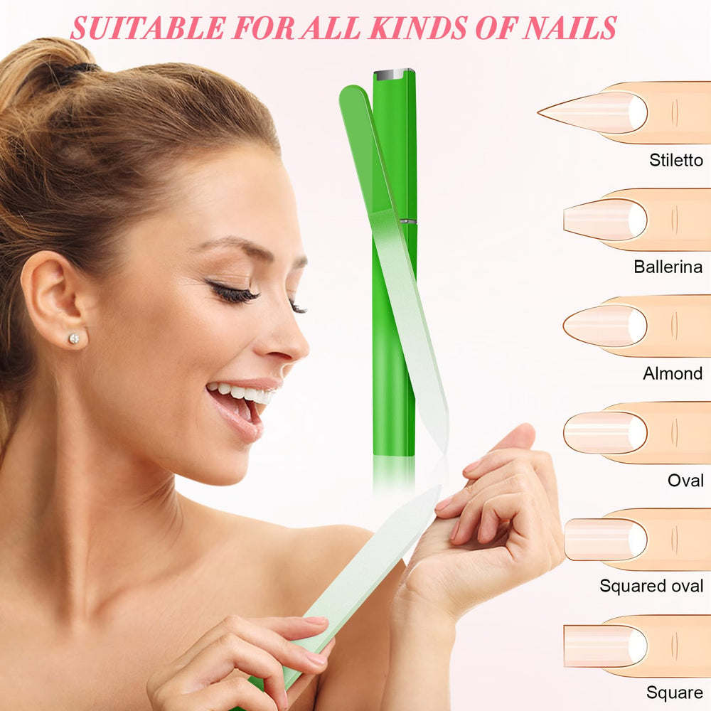 NICEMOVIC gradient glass nail file with colorful finish for quick identification and style.