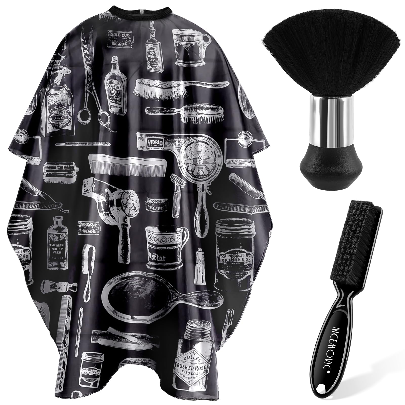 Nicemovic hair cutting cape with soft nylon fabric for comfortable wear.