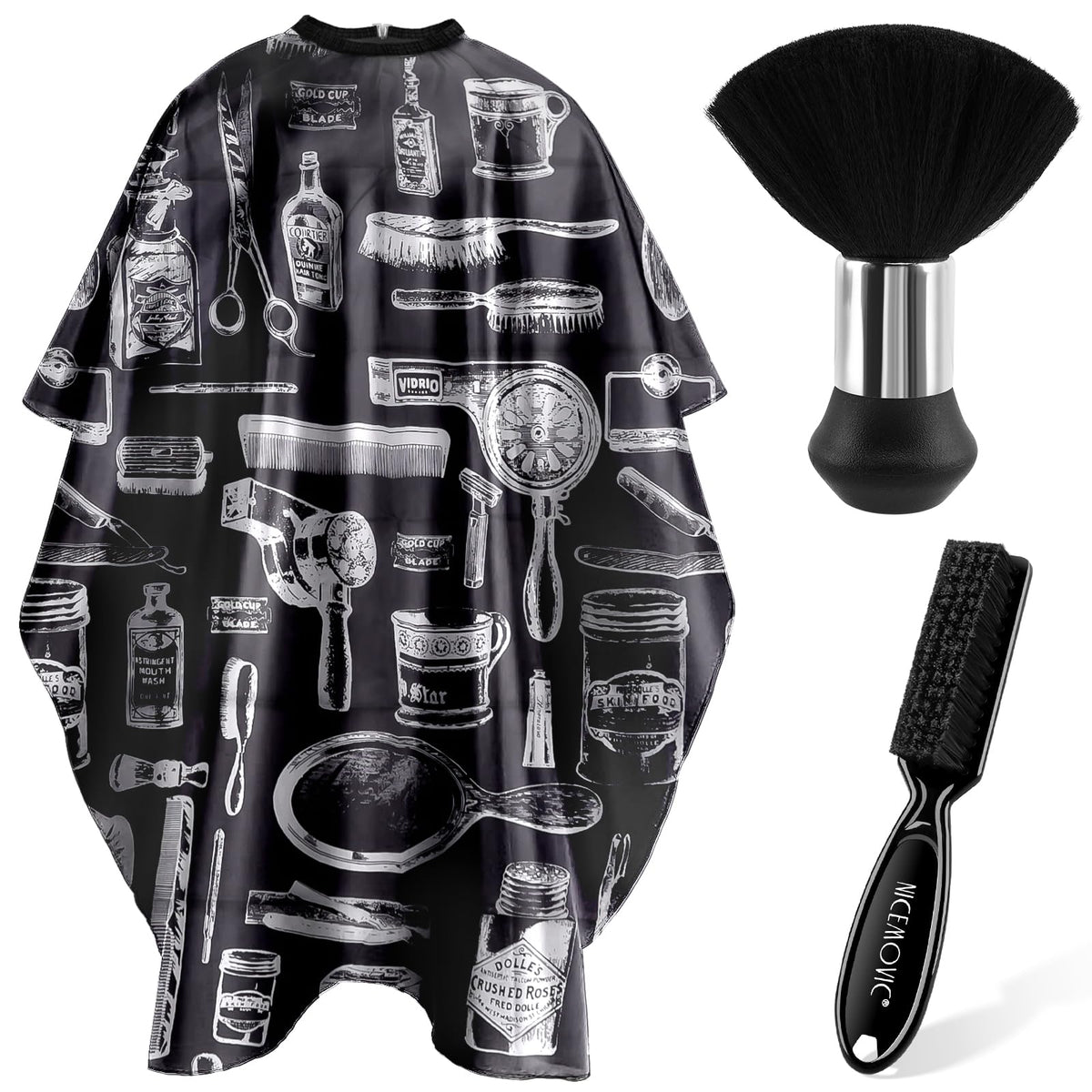 Nicemovic hair cutting cape with soft nylon fabric for comfortable wear.