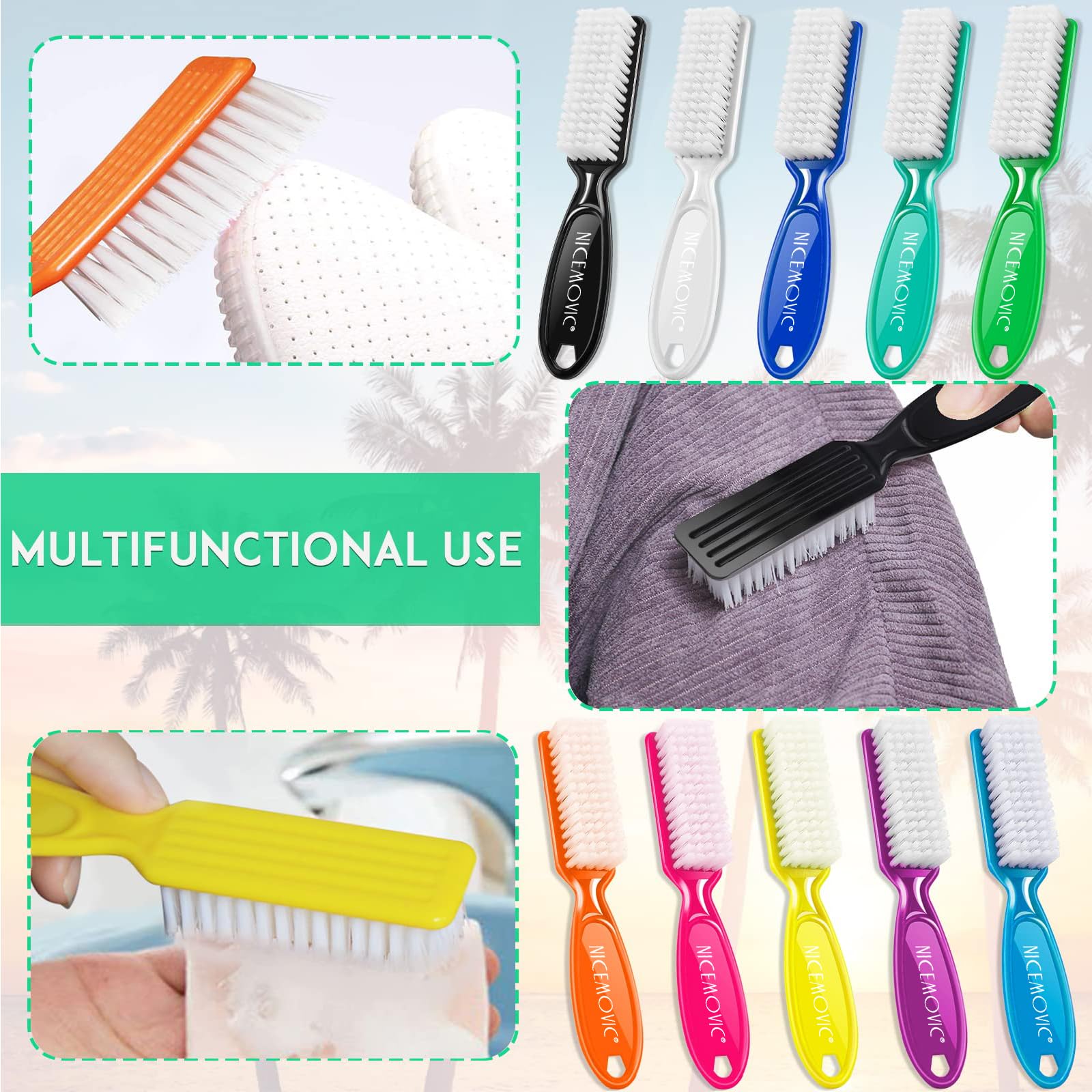 NICEMOVIC multi-use brush suitable for nails, shoes, and small surfaces