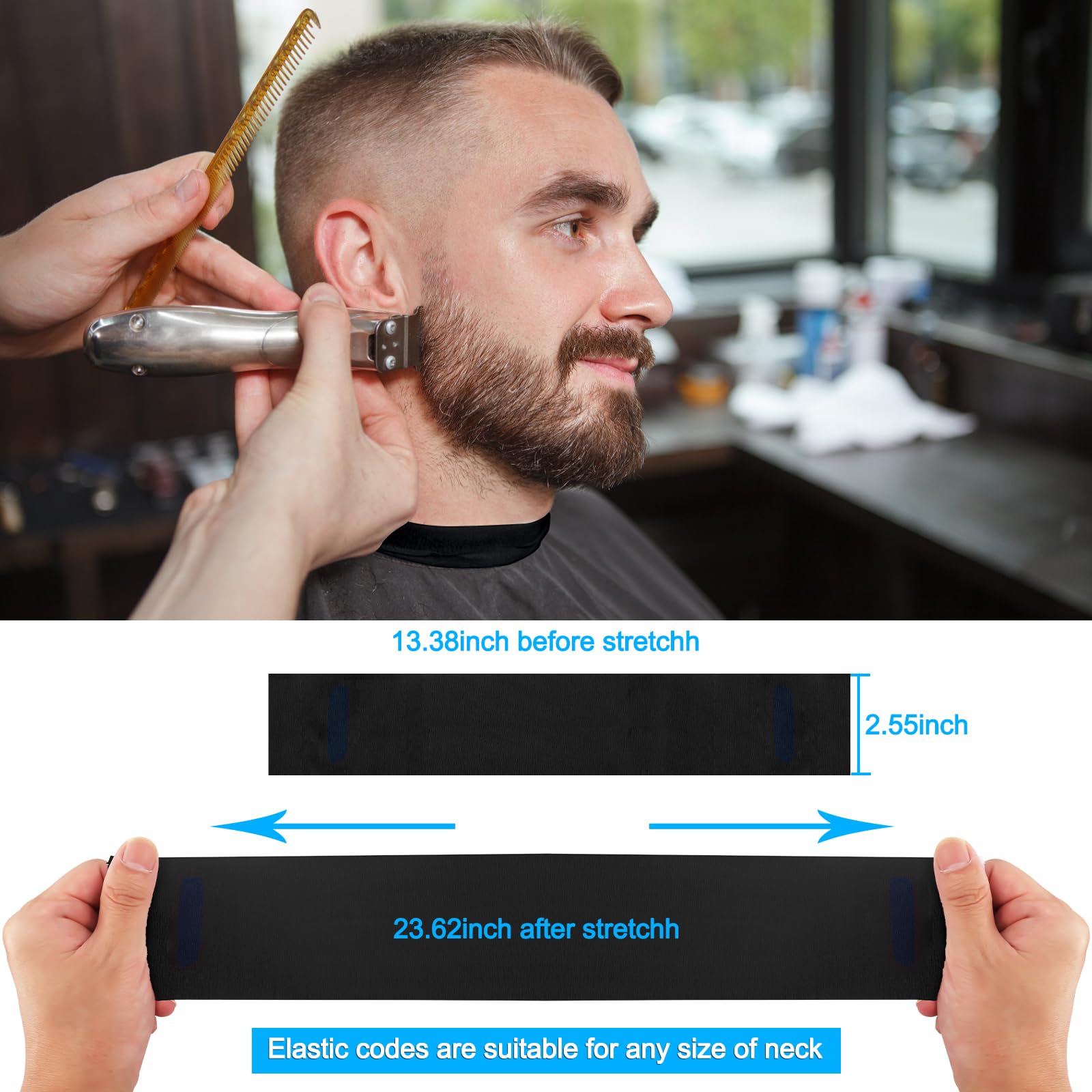 NICEMOVIC neck strip with blue ends prevents dye contact and drips.