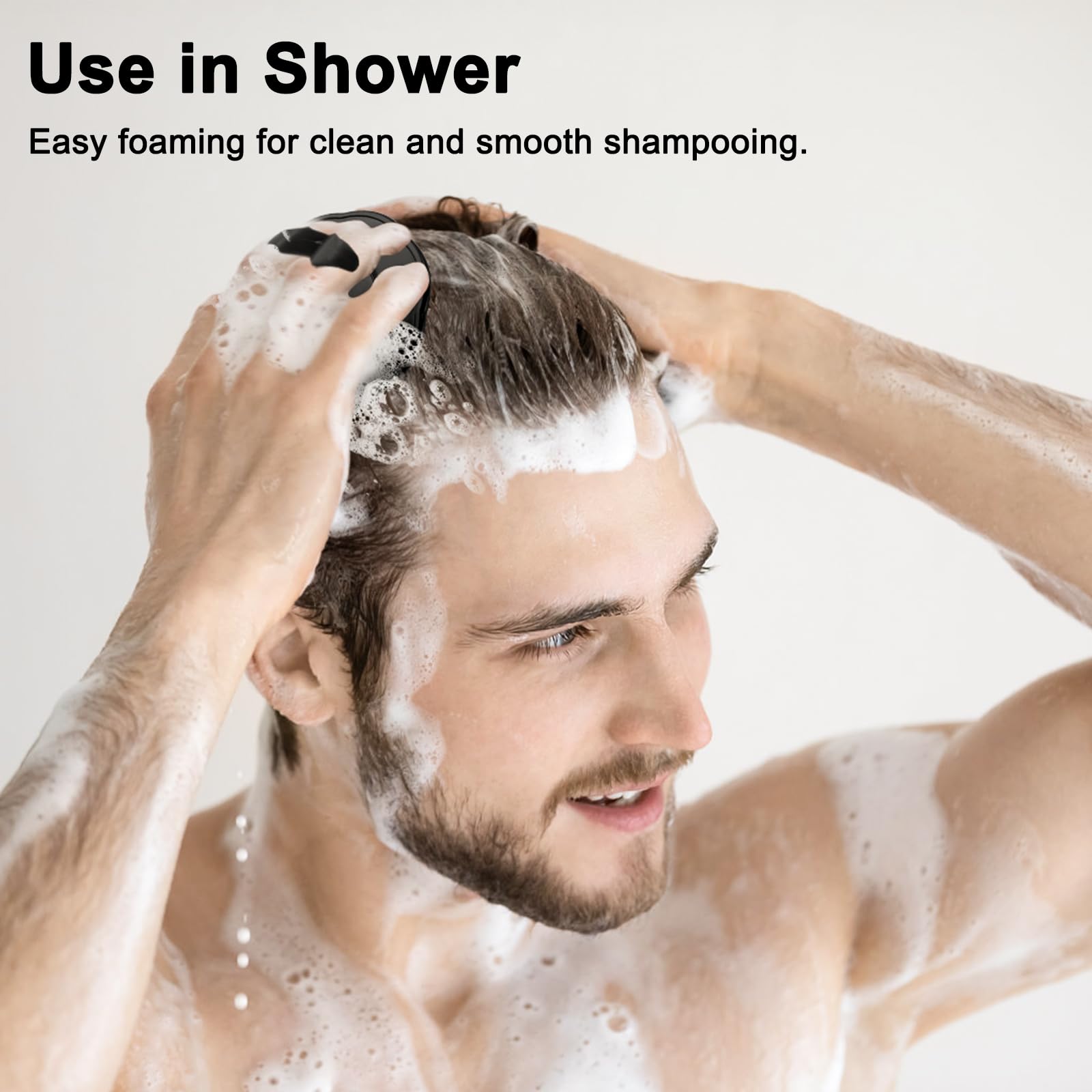 NICEMOVIC scalp-scrubber-gentle-massage demonstrates relaxing scalp care before bedtime.