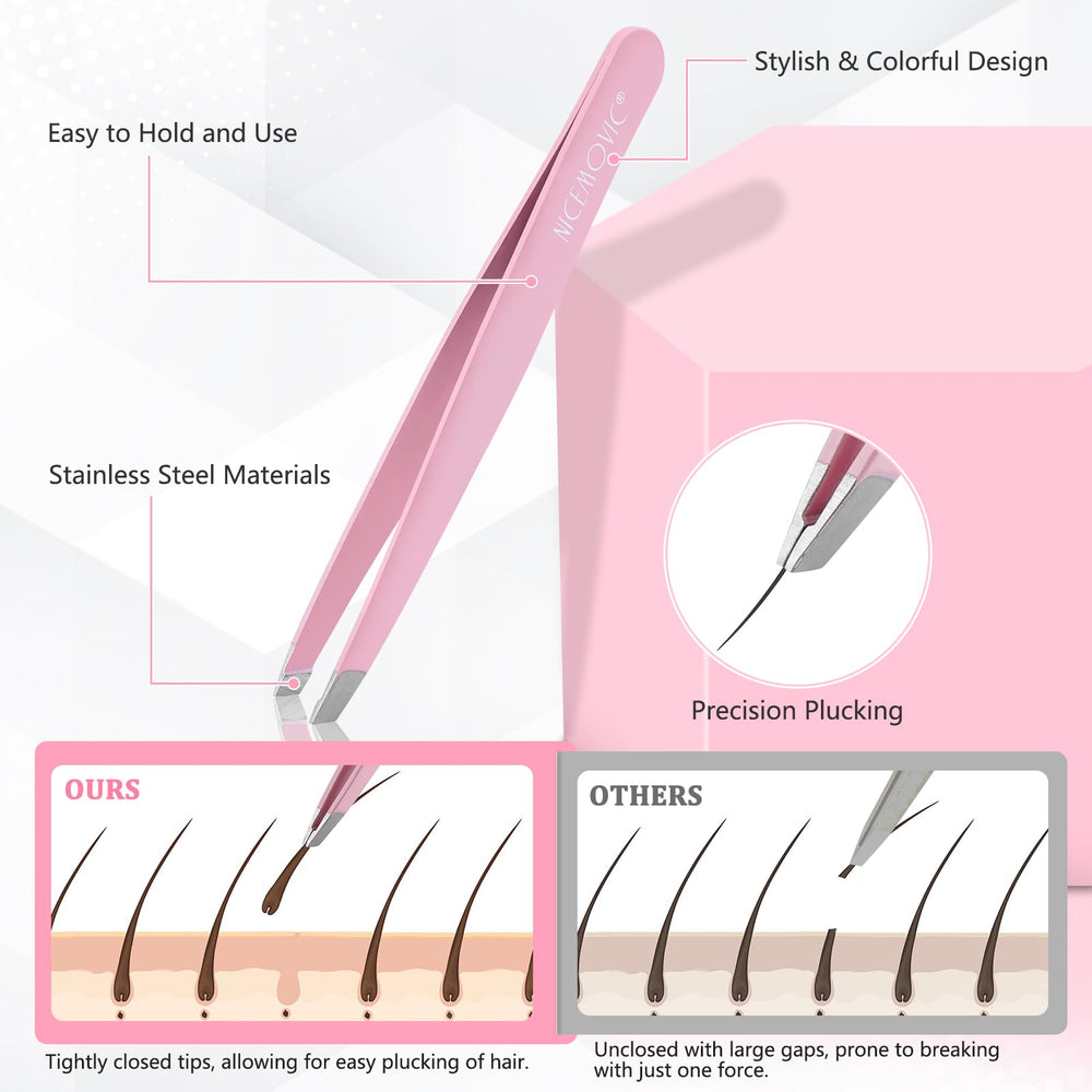 NICEMOVIC straight-tip tweezers with large grip for control