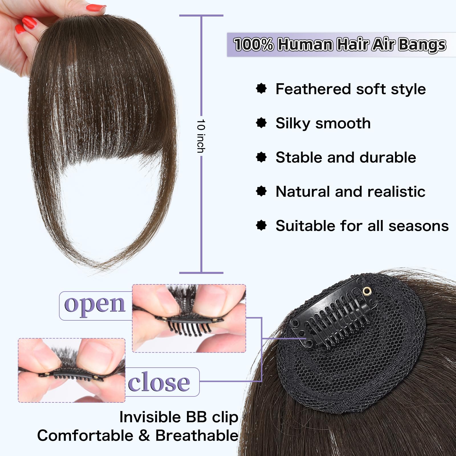 Niceone Hair feathered fringe ready for curling or straightening