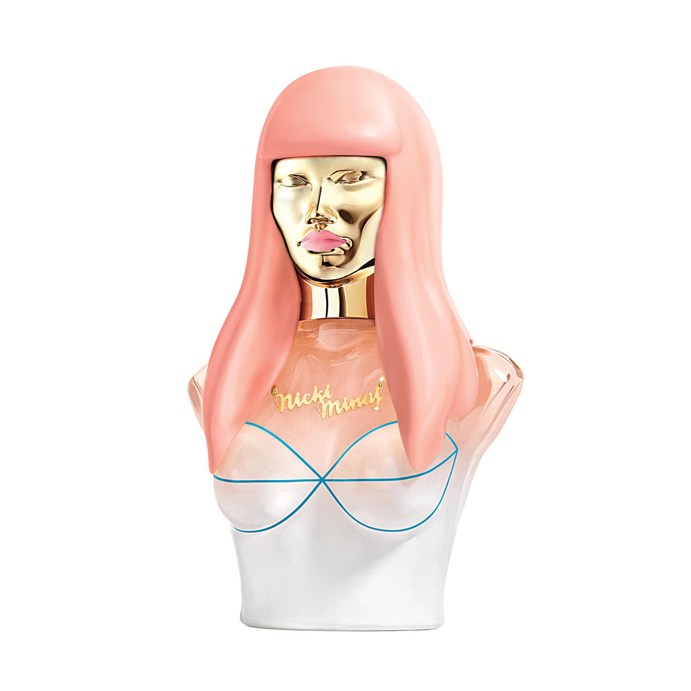 Nicki Minaj Pink Friday bottle closeup highlighting luxurious floral musk for daily wear.