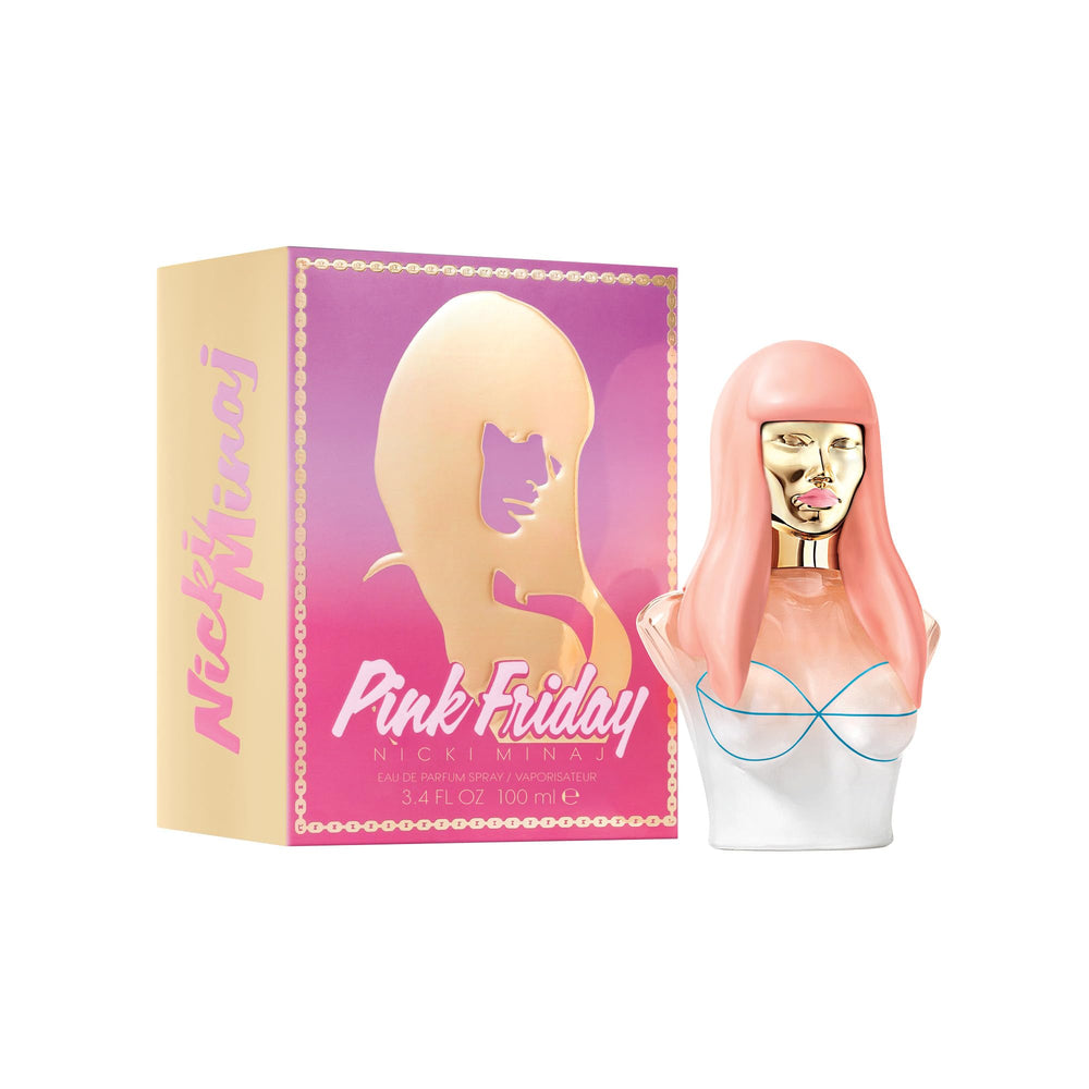 Nicki Minaj Pink Friday box display showcasing elegant packaging for gifting.