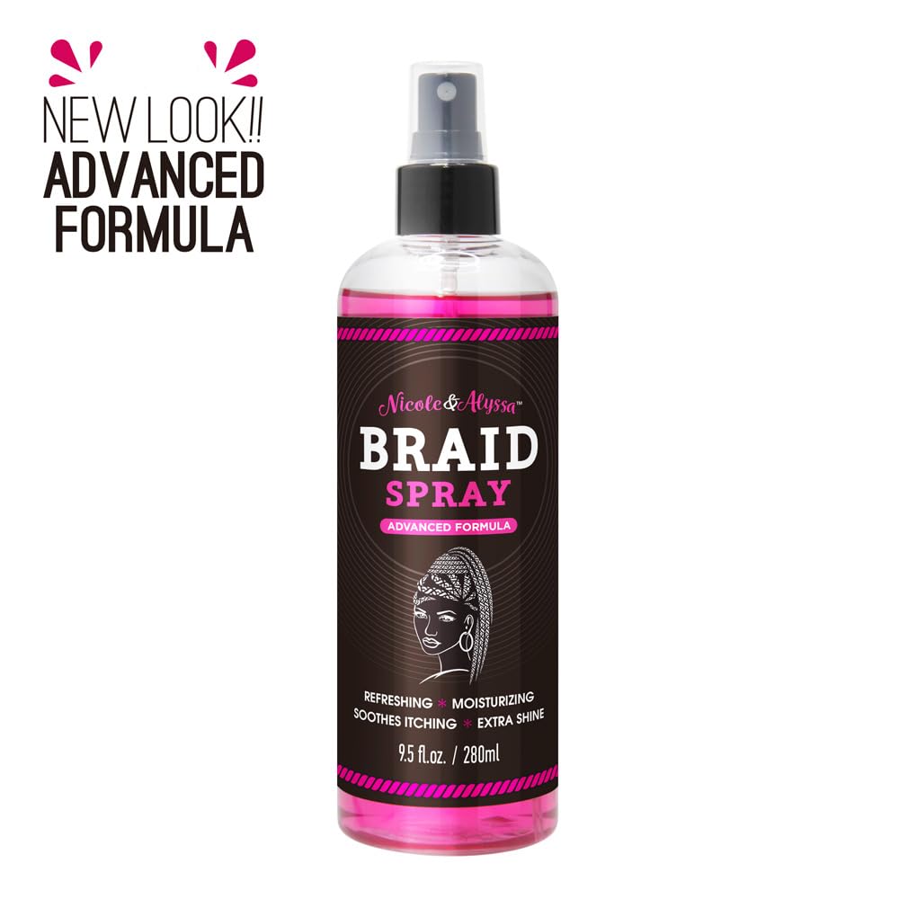 Brillo para trenzas de Nicole y Alyssa, cuidado suave sin residuos.