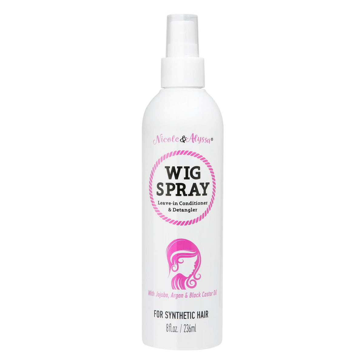 Spray para pelucas Nicole & Alyssa: botella 8oz para desenredar sin frizz
