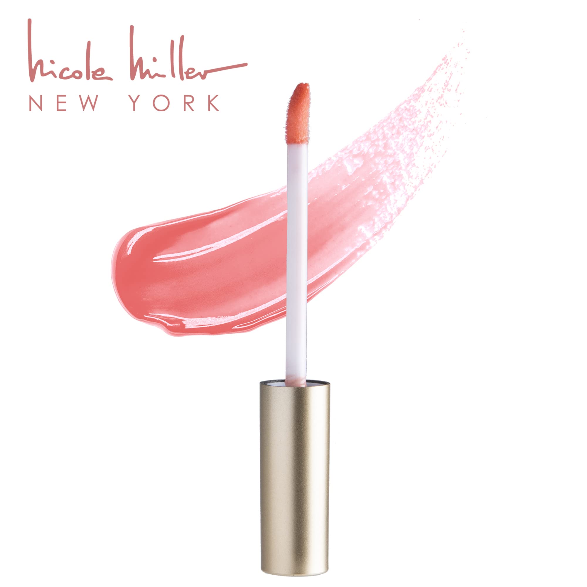 Textura brillante de Nicole Miller brillo labial para retoques diarios.