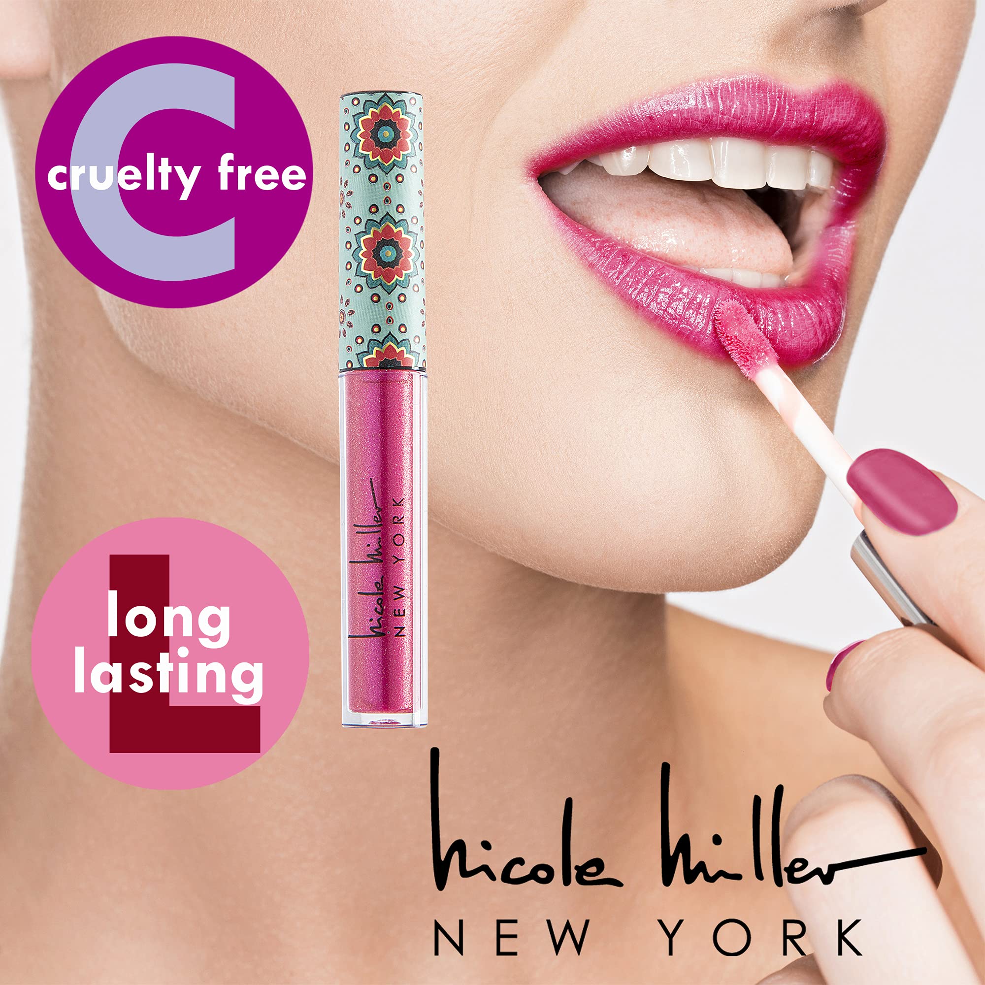 Brillo labial Nicole Miller New York en bolso para retoques