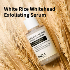 NIDA Arroz Blanco suero exfoliante, textura cremosa que repara la piel sensible.